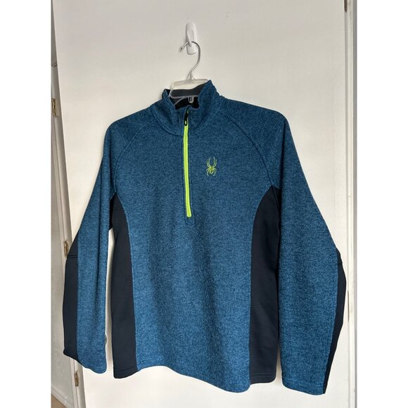 Spyder Blue Quarter-Zip Fleece Pullover Size M - Picture 1 of 8
